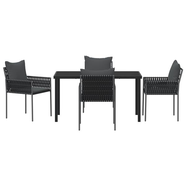 Grote foto vidaxl 5 delige tuin eetset met kussens zwart poly rattan tuin en terras tuinmeubelen