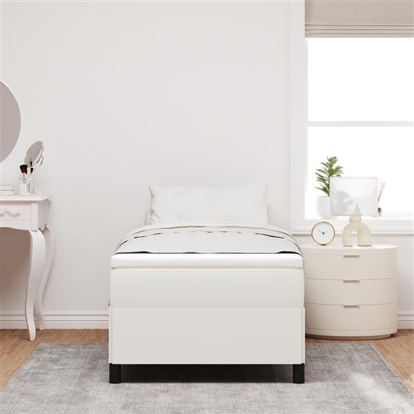Grote foto vidaxl bedframe 100x200 cm ribfluweel cr mekleurig antiek en kunst stoelen en banken