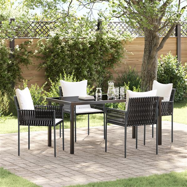 Grote foto vidaxl 5 delige tuinset met kussens bruin poly rattan tuin en terras tuinmeubelen