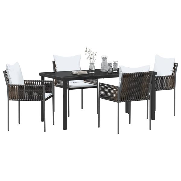Grote foto vidaxl 5 delige tuinset met kussens bruin poly rattan tuin en terras tuinmeubelen