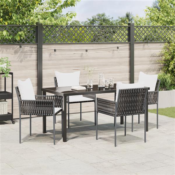 Grote foto vidaxl 5 delige tuinset met kussens bruin poly rattan tuin en terras tuinmeubelen