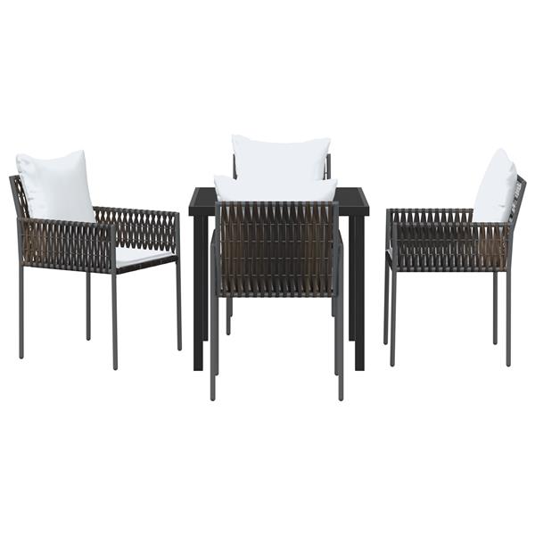 Grote foto vidaxl 5 delige tuin eetset met kussens bruin poly rattan tuin en terras tuinmeubelen
