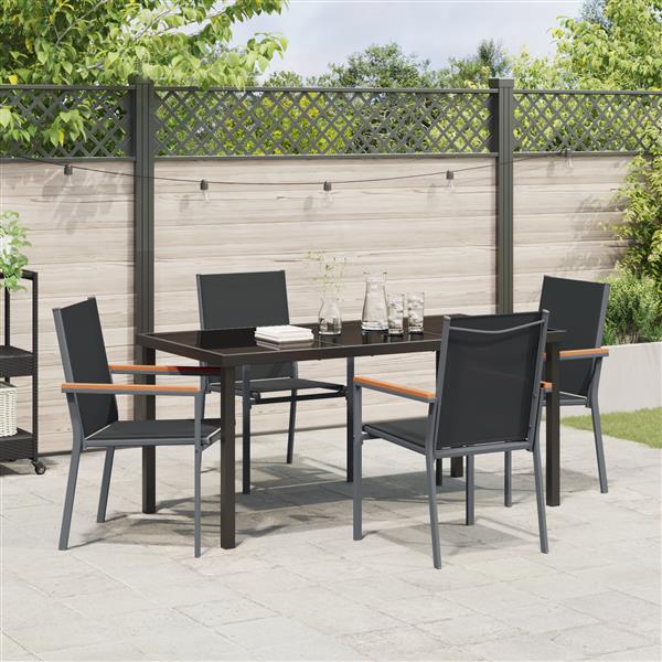 Grote foto vidaxl 5 delige tuinset zwart textilene en staal tuin en terras tuinmeubelen