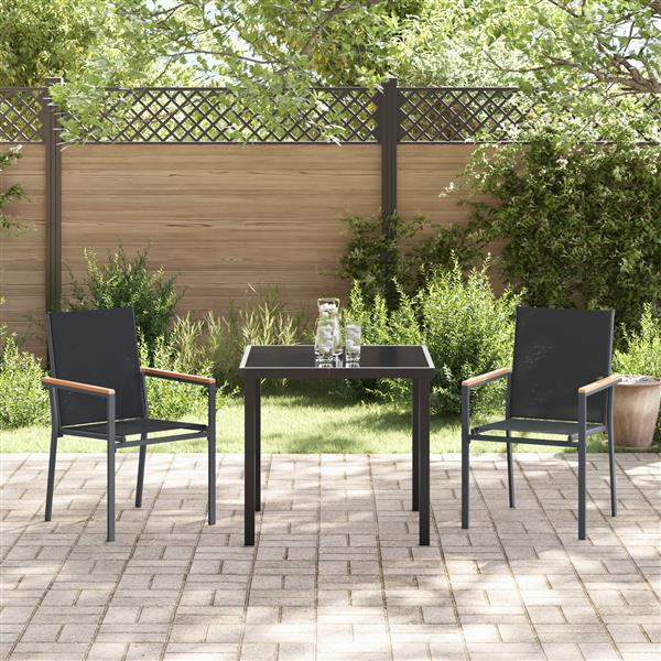 Grote foto vidaxl 3 delige tuinset zwart textilene en staal tuin en terras tuinmeubelen