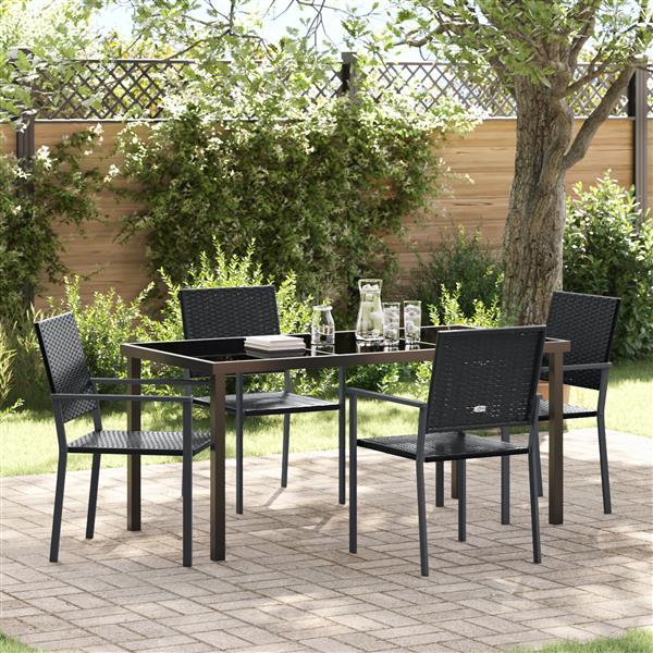 Grote foto vidaxl 5 delige tuin eetset zwart poly rattan tuin en terras tuinmeubelen