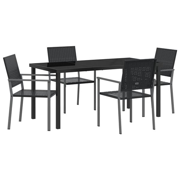 Grote foto vidaxl 5 delige tuin eetset zwart poly rattan tuin en terras tuinmeubelen