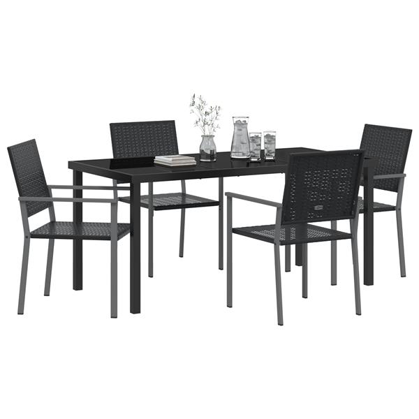 Grote foto vidaxl 5 delige tuin eetset zwart poly rattan tuin en terras tuinmeubelen