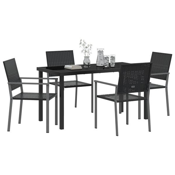 Grote foto vidaxl 5 delige eetkamer set voor buiten in zwart poly rattan tuin en terras tuinmeubelen