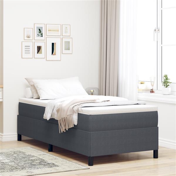 Grote foto vidaxl bedframe 100x200 cm ribfluweel donkergrijs antiek en kunst stoelen en banken