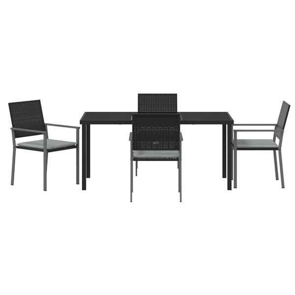 Grote foto vidaxl 5 delige tuin eetset met kussens zwart poly rattan tuin en terras tuinmeubelen