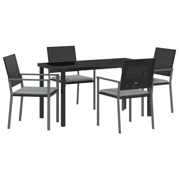 Grote foto vidaxl 5 delige tuinset met kussens in zwart poly rattan tuin en terras tuinmeubelen
