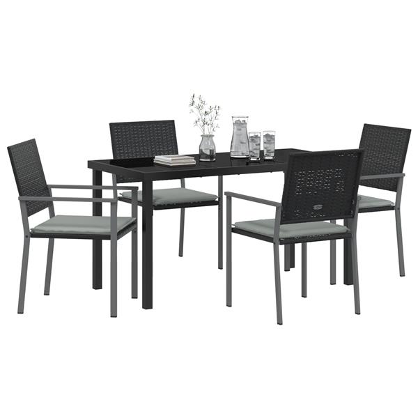 Grote foto vidaxl 5 delige tuinset met kussens in zwart poly rattan tuin en terras tuinmeubelen