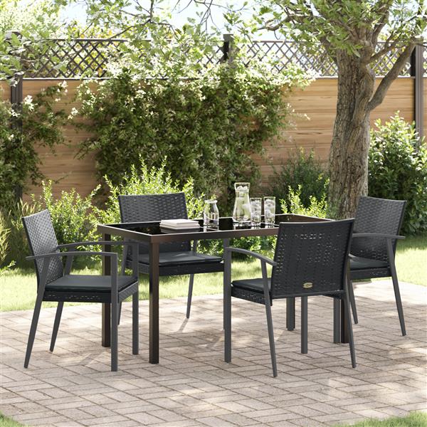 Grote foto vidaxl 5 delige tuinset met kussens zwart poly rattan tuin en terras tuinmeubelen