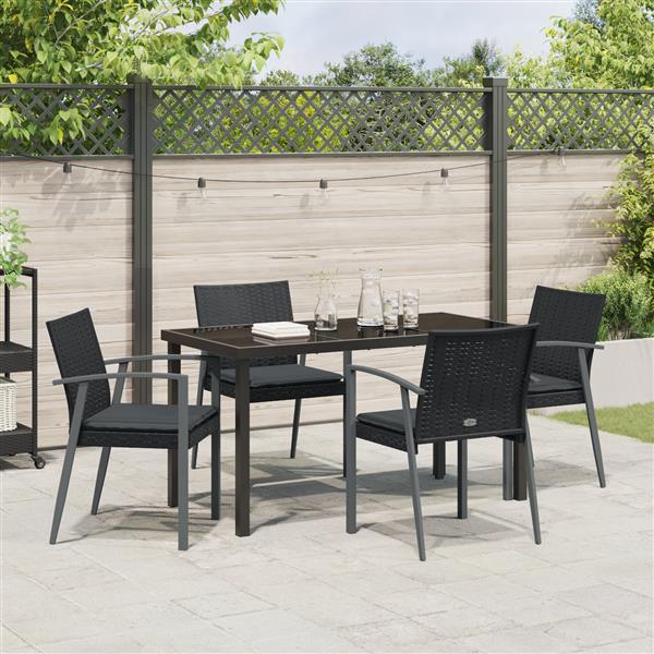 Grote foto vidaxl 5 delige tuinset met kussens zwart poly rattan tuin en terras tuinmeubelen