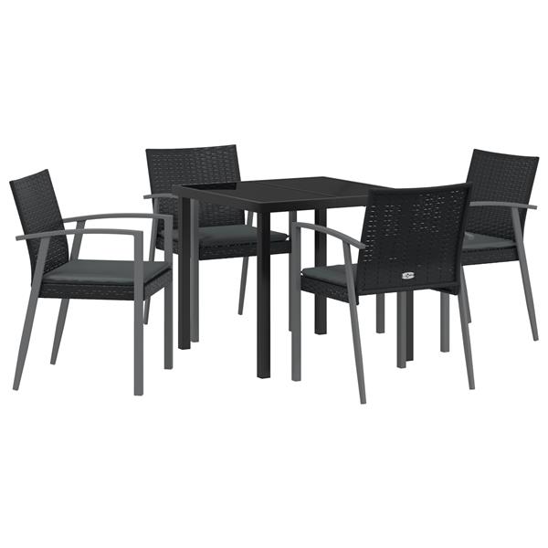 Grote foto vidaxl 5 delige tuinset met kussens zwart poly rattan tuin en terras tuinmeubelen