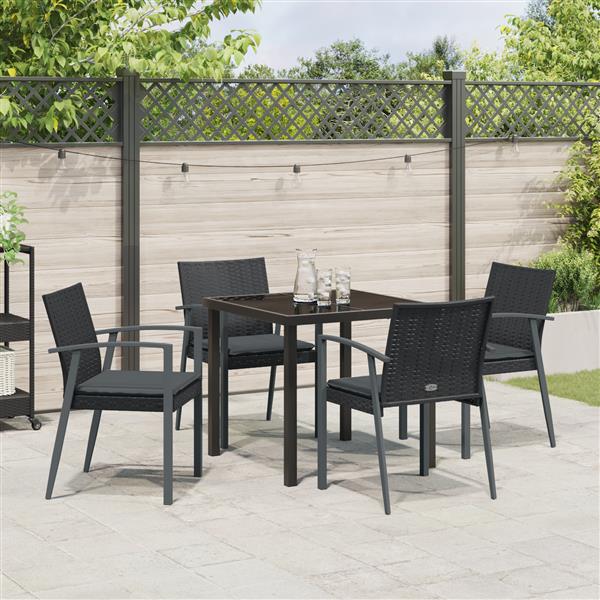 Grote foto vidaxl 5 delige tuinset met kussens zwart poly rattan tuin en terras tuinmeubelen