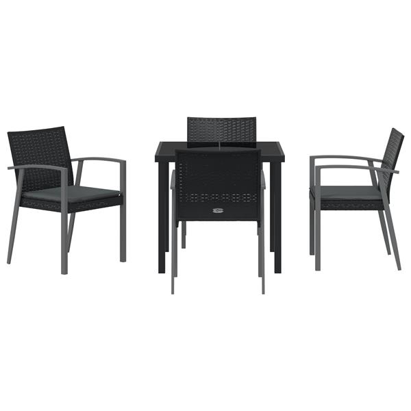 Grote foto vidaxl 5 delige tuinset met kussens zwart poly rattan tuin en terras tuinmeubelen
