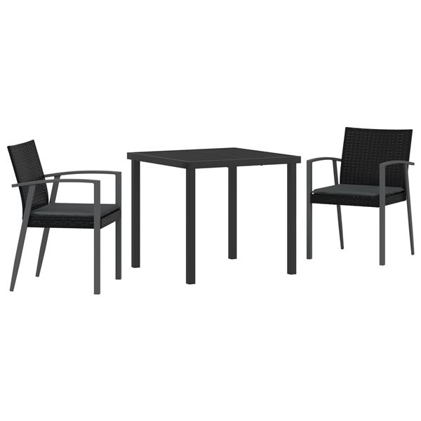 Grote foto vidaxl 3 delige tuinset met kussens zwart poly rattan tuin en terras tuinmeubelen