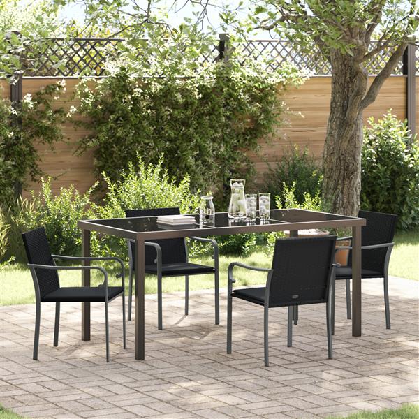 Grote foto vidaxl 5 delige tuinset met kussens zwart poly rattan tuin en terras tuinmeubelen