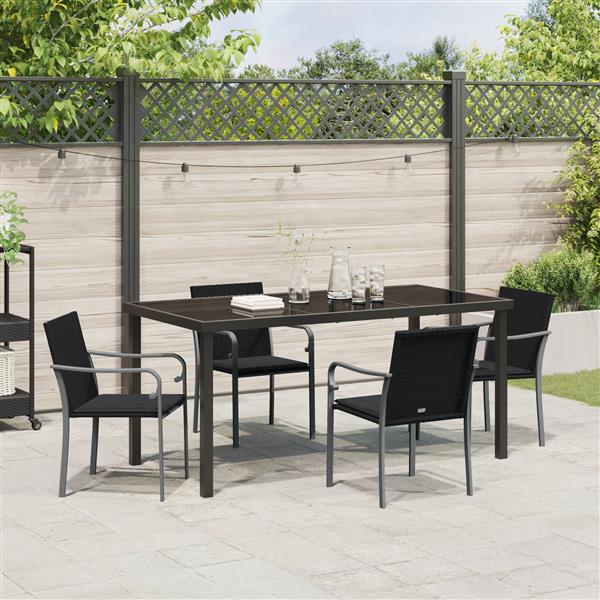 Grote foto vidaxl 5 delige tuinset met kussens zwart poly rattan tuin en terras tuinmeubelen