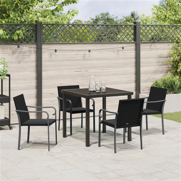 Grote foto vidaxl 5 delige tuinset met kussens zwart poly rattan tuin en terras tuinmeubelen