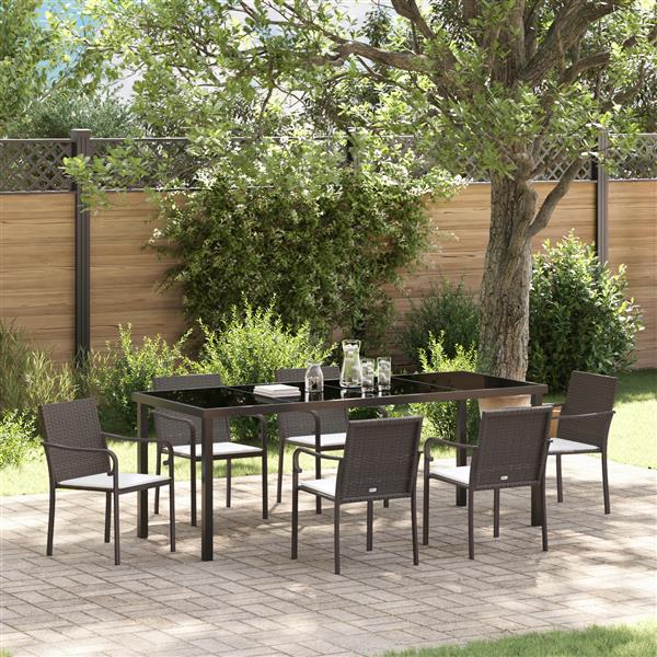 Grote foto vidaxl 7 delige tuinset met kussens bruin poly rattan tuin en terras tuinmeubelen