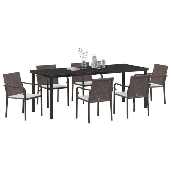 Grote foto vidaxl 7 delige tuinset met kussens bruin poly rattan tuin en terras tuinmeubelen