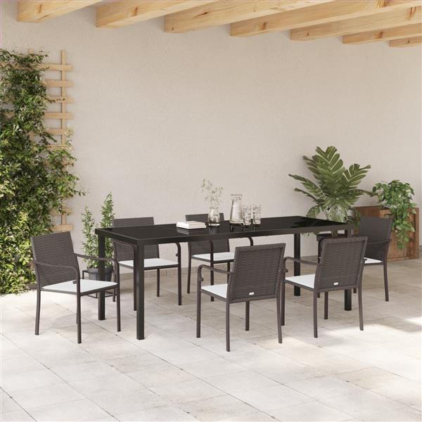 Grote foto vidaxl 7 delige tuinset met kussens bruin poly rattan tuin en terras tuinmeubelen