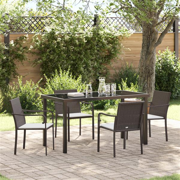Grote foto vidaxl 5 delige tuinset met kussens bruin poly rattan tuin en terras tuinmeubelen