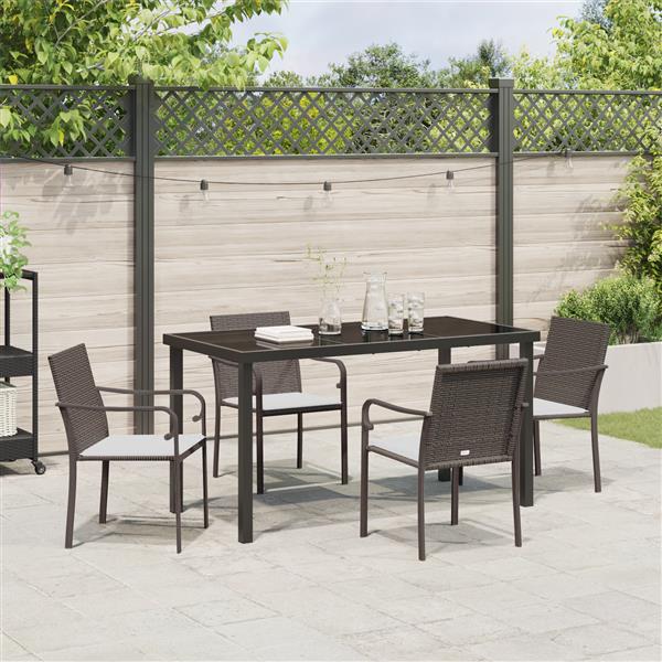 Grote foto vidaxl 5 delige tuinset met kussens bruin poly rattan tuin en terras tuinmeubelen