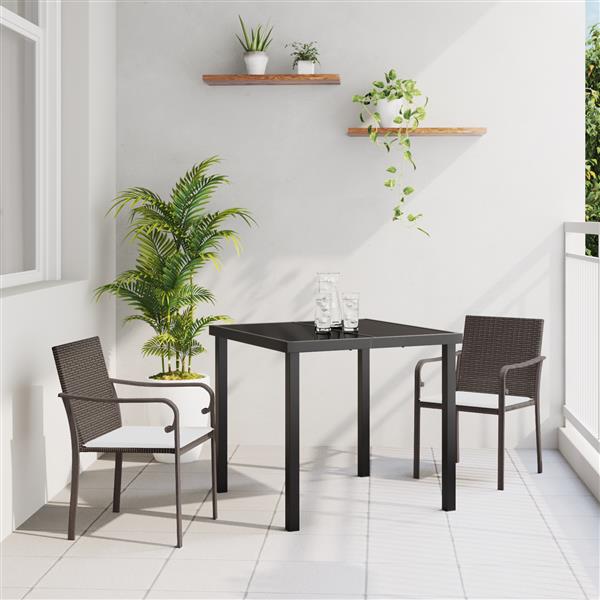 Grote foto vidaxl 3 delige tuinset met kussens bruin rattan tuin en terras tuinmeubelen