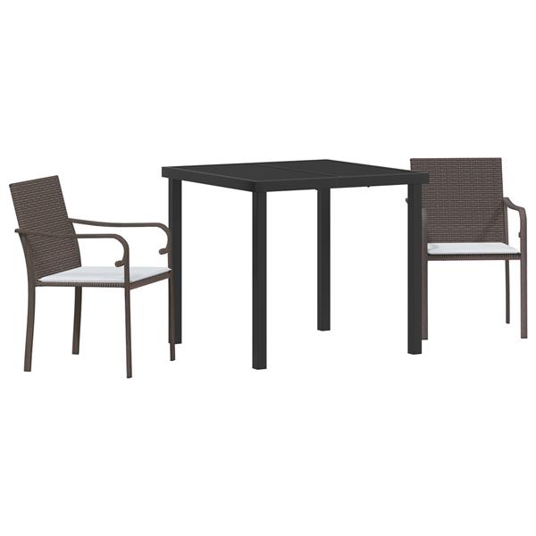 Grote foto vidaxl 3 delige tuinset met kussens bruin rattan tuin en terras tuinmeubelen