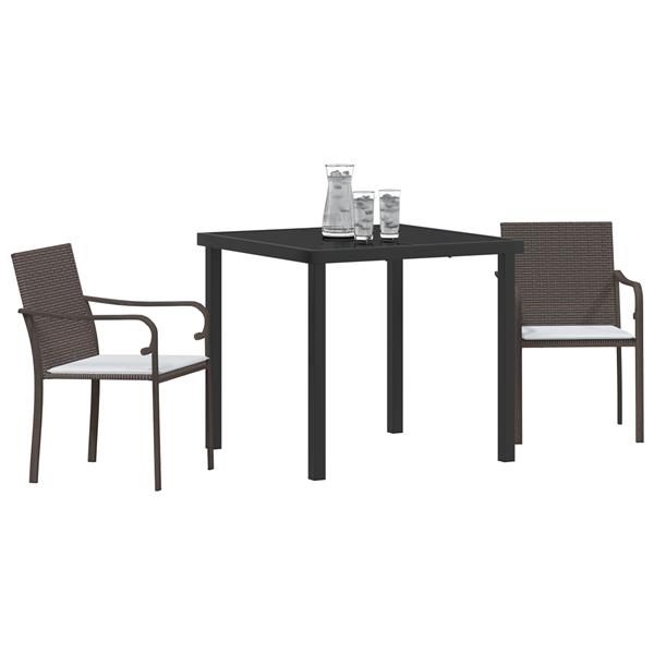 Grote foto vidaxl 3 delige tuinset met kussens bruin rattan tuin en terras tuinmeubelen