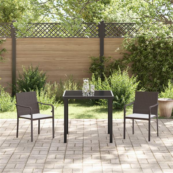 Grote foto vidaxl 3 delige tuinset met kussens bruin rattan tuin en terras tuinmeubelen