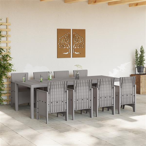 Grote foto vidaxl 9 delige tuinset met witte poly rattan tuin en terras tuinmeubelen