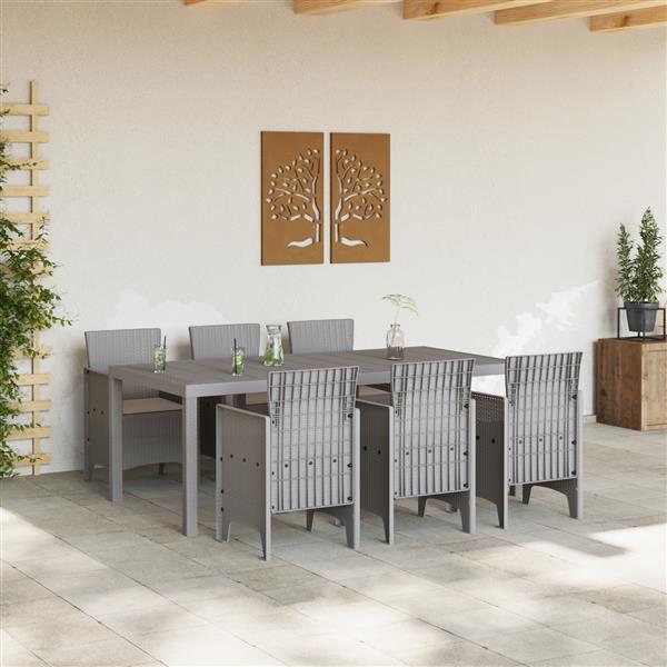 Grote foto vidaxl 7 delige tuinset met kussens lichtgrijs poly rattan tuin en terras tuinmeubelen