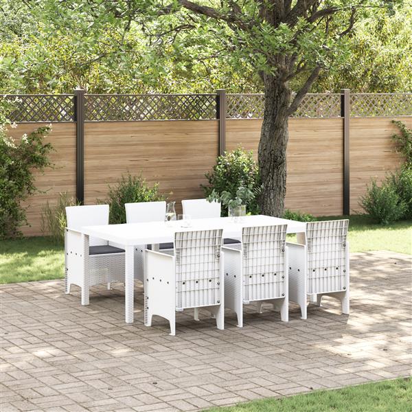 Grote foto vidaxl 7 delige tuinset met kussens van wit poly rattan tuin en terras tuinmeubelen