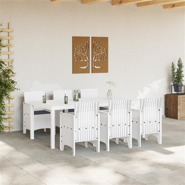 Grote foto vidaxl 7 delige tuinset met kussens van wit poly rattan tuin en terras tuinmeubelen
