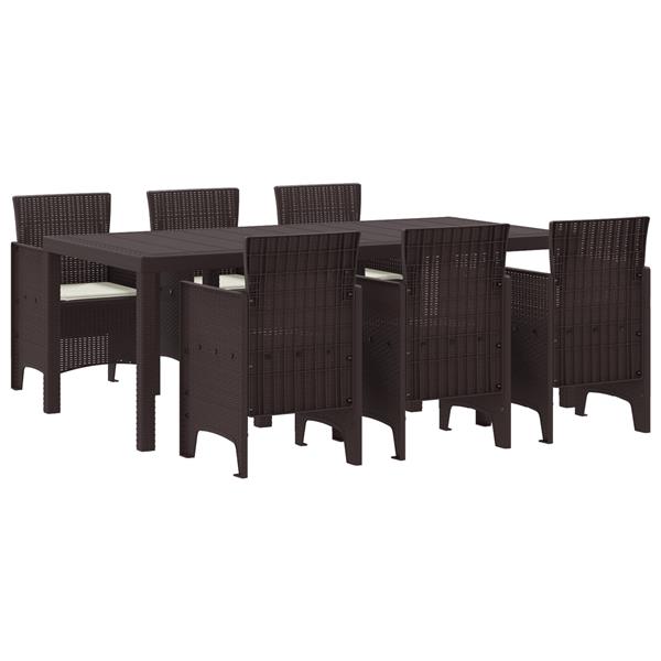 Grote foto vidaxl 7 delige tuinset met kussens in bruin poly rattan tuin en terras tuinmeubelen