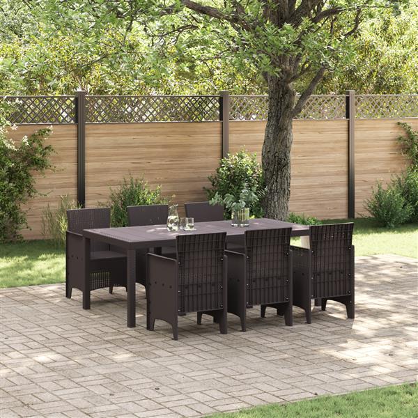 Grote foto vidaxl 7 delige tuinset poly rattan bruin tuin en terras tuinmeubelen