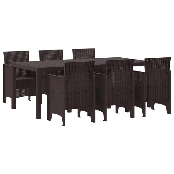 Grote foto vidaxl 7 delige tuinset poly rattan bruin tuin en terras tuinmeubelen