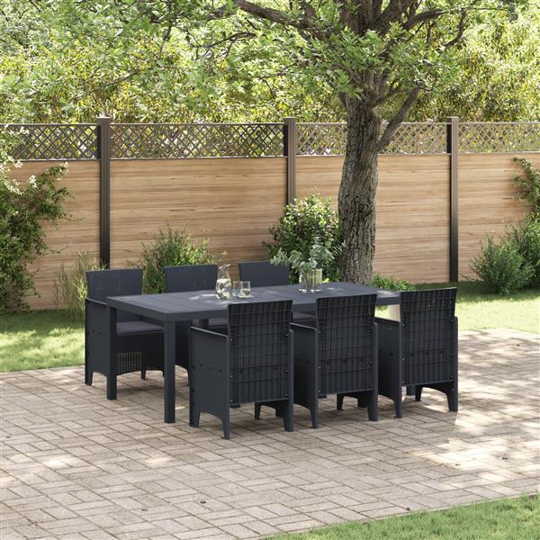 Grote foto vidaxl 7 delige tuinset met kussens in antraciet poly rattan tuin en terras tuinmeubelen