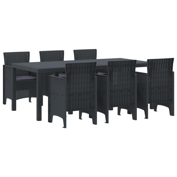 Grote foto vidaxl 7 delige tuinset met kussens in antraciet poly rattan tuin en terras tuinmeubelen
