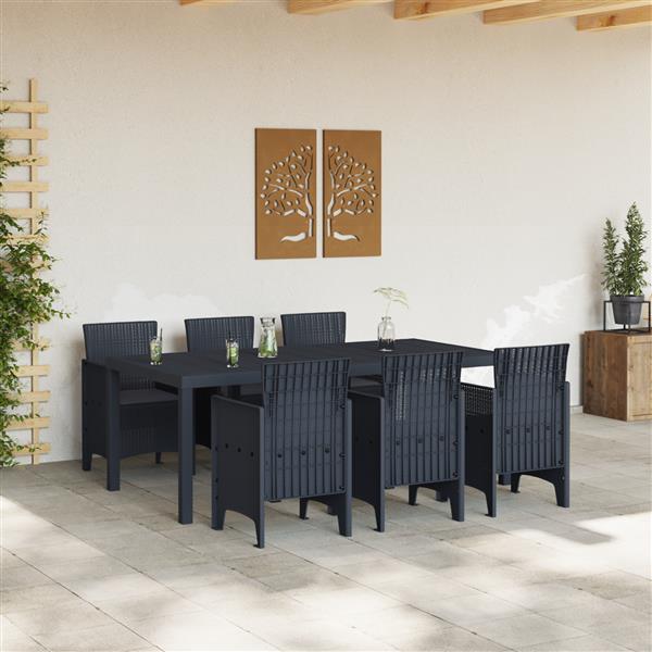 Grote foto vidaxl 7 delige tuinset met kussens in antraciet poly rattan tuin en terras tuinmeubelen