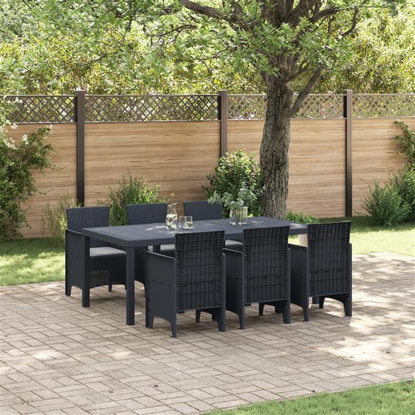 Grote foto vidaxl 7 delige tuin eetset met kussens antraciet polyrattan tuin en terras tuinmeubelen