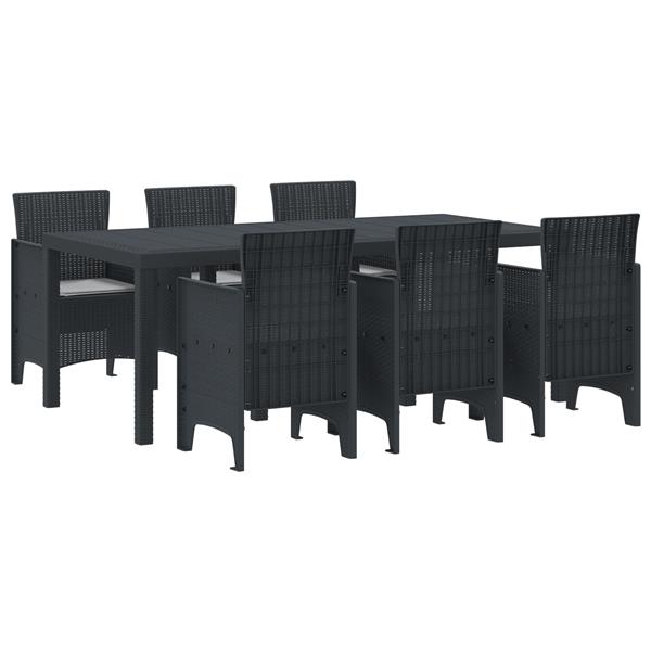 Grote foto vidaxl 7 delige tuin eetset met kussens antraciet polyrattan tuin en terras tuinmeubelen