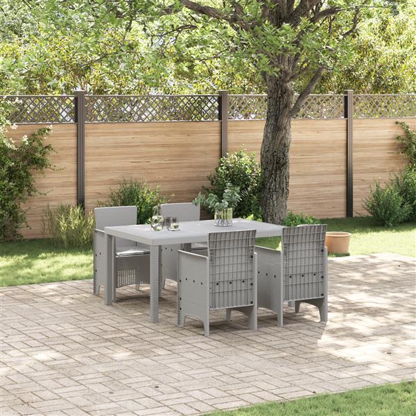 Grote foto vidaxl 5 delige tuin eetset met kussens licht grijs poly rattan tuin en terras tuinmeubelen