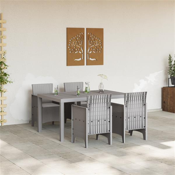 Grote foto vidaxl 5 delige tuin eetset met kussens licht grijs poly rattan tuin en terras tuinmeubelen