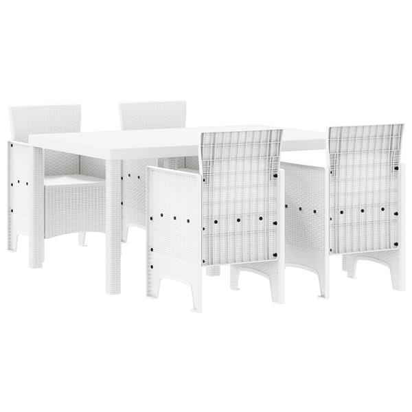 Grote foto vidaxl 5 delige tuin eettafel set wit poly rotan tuin en terras tuinmeubelen