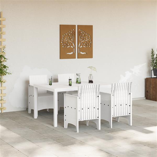 Grote foto vidaxl 5 delige tuin eettafel set wit poly rotan tuin en terras tuinmeubelen
